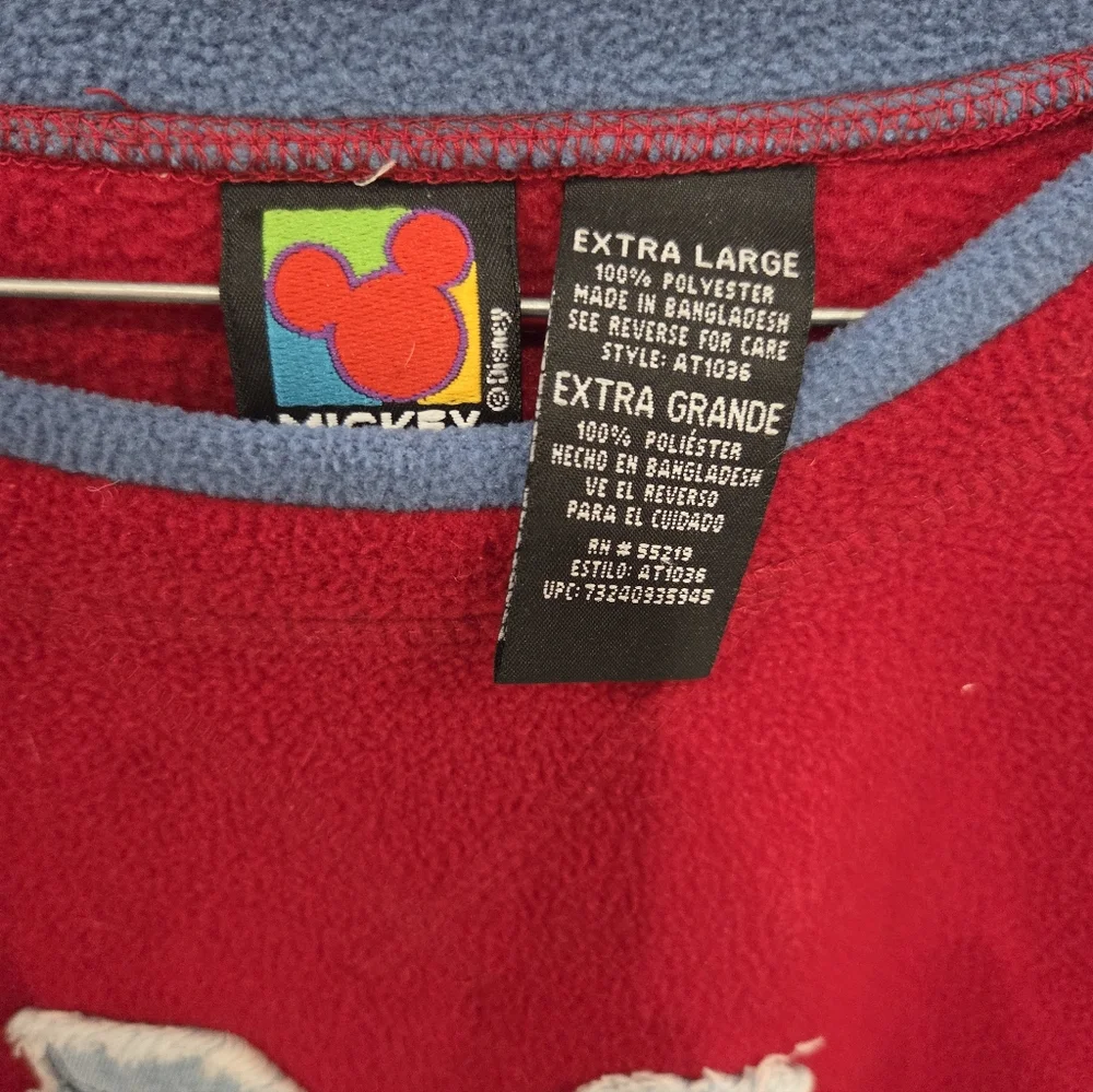 Disney Mickey Charmer Long Red Sleeve Sweatshirt Size XL Mickey Mouse Vintage - Picture 2 of 4